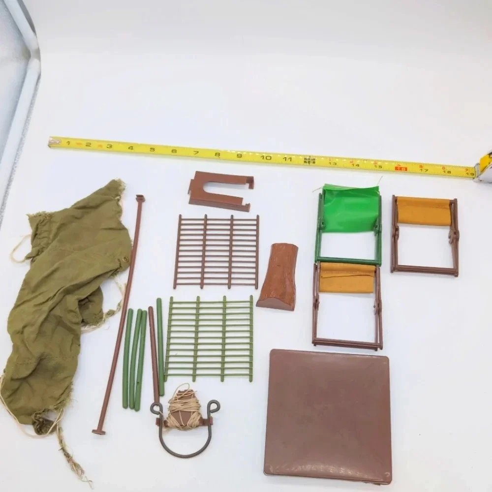 G I Joe 1971 Camping Gear Lot Tent Stump Table Chairs